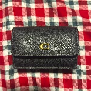 Coach trifold black pebbled leather wallet